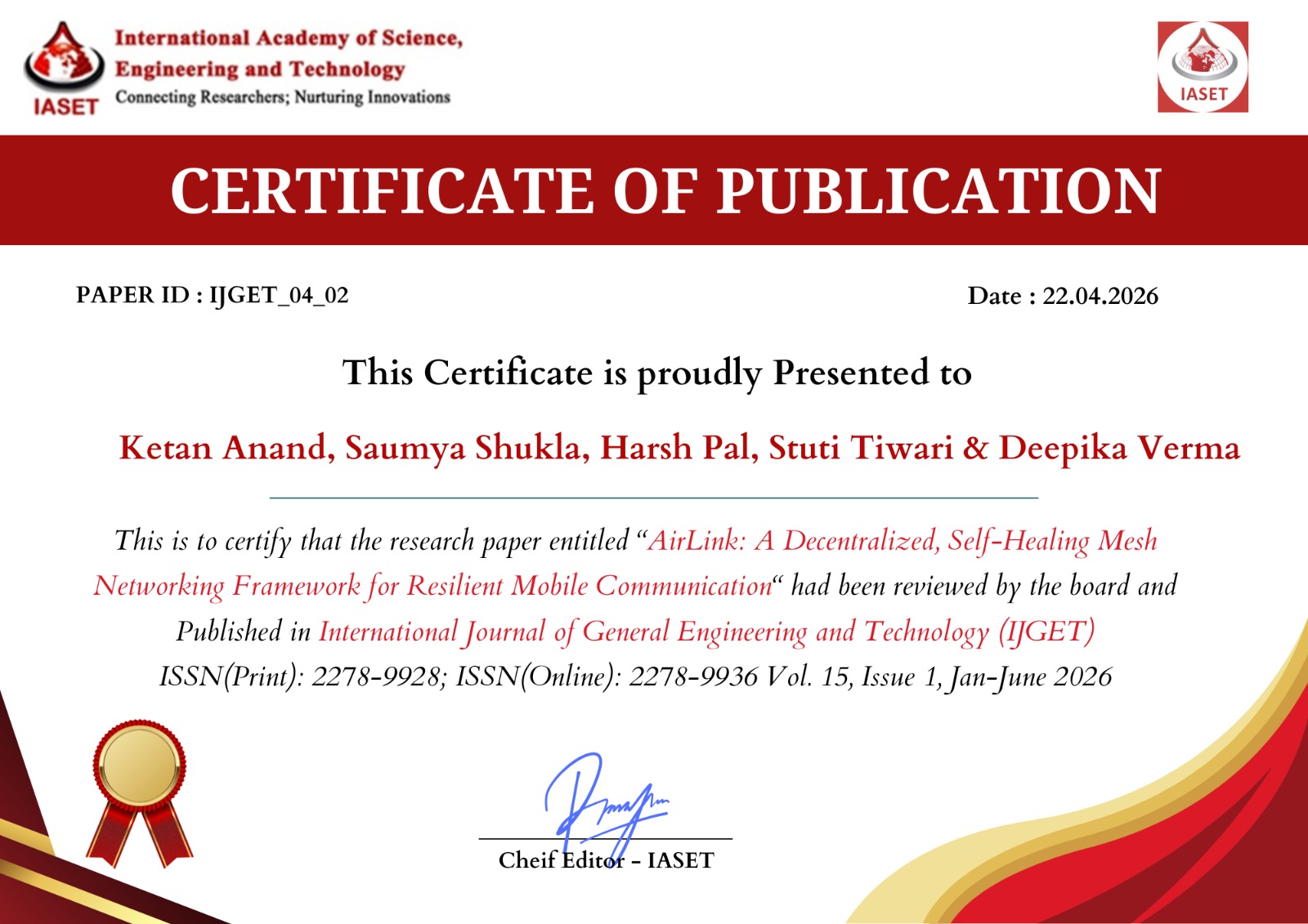 Research Paper Certificate